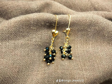 sk_1040 Black Spinel Raisin Earrings