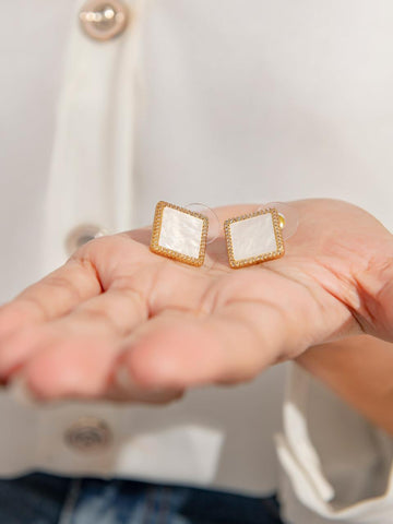 SK_1004  Square Opal Stud Earrings