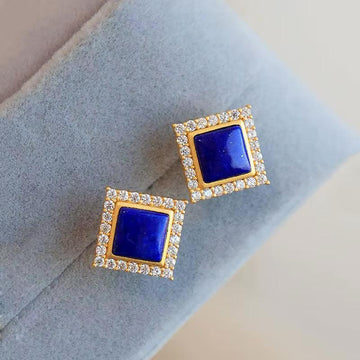 Sk_1005 Square Lapis Lazuli Earrings